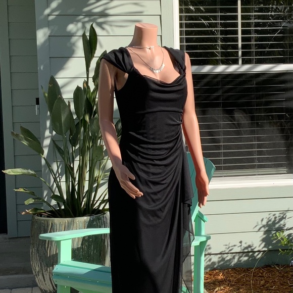 Alex evenings long black  formal dress size 8 ..SEXY. Never worn. - Picture 1 of 7